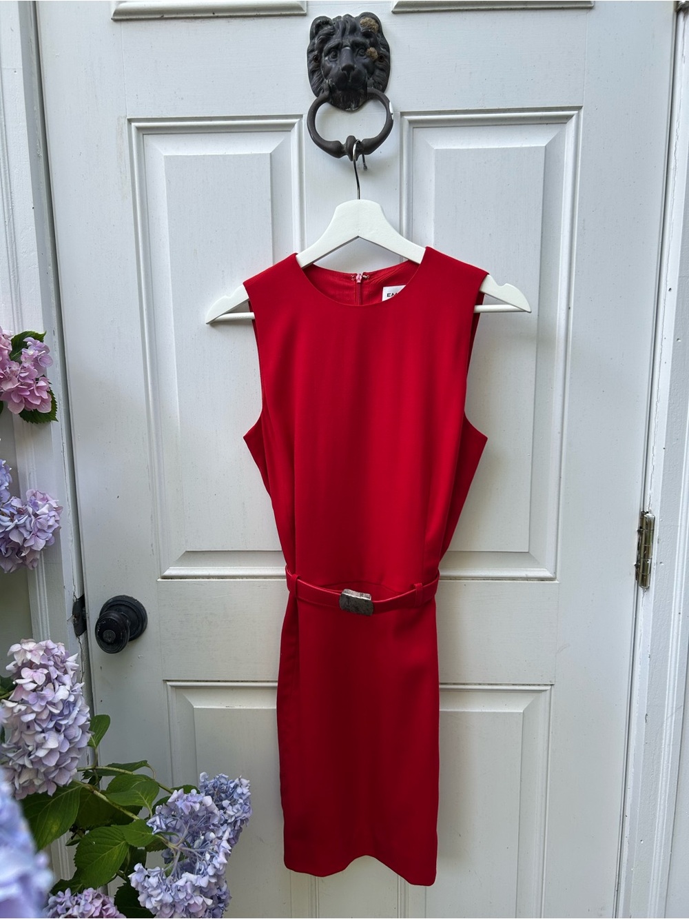 Vintage Emanuel Ungaro Red Sheath Dress with Matching Belt